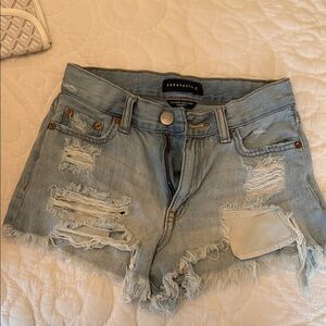 Aeropostale Faded Blue Ripped Jean Shorts